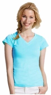 Sols T-shirt - lichtblauw - V-hals - 100% katoen - slim fit - dames shirts