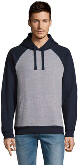 Sols Unisex Seattle Contrast Raglan Hoodie (Grijze Marl/Franse marine) Grijs - XS