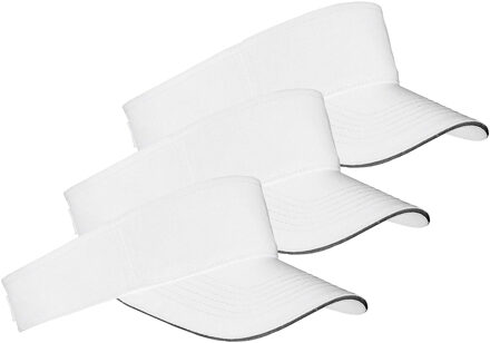 Sols Zonneklep Sunvisor petje - 10x - wit - katoen - klittenbandsluiting - voor volwassenen