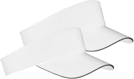 Sols Zonneklep Sunvisor petje - 2x - wit - katoen - klittenbandsluiting - voor volwassenen