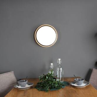 Solstar LED plafondlamp met houtdecor Ø 30,7 cm HELL, wit, zwart