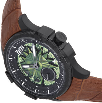 Solstice Automatisch semi-skelet horloge - bruin/groen