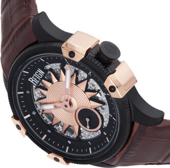 Solstice Automatisch semi-skelet horloge - donkerbruin/roségoud