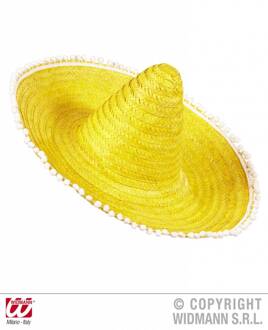 Sombrero geel 50cm met pompons Geel - Beige - Creme