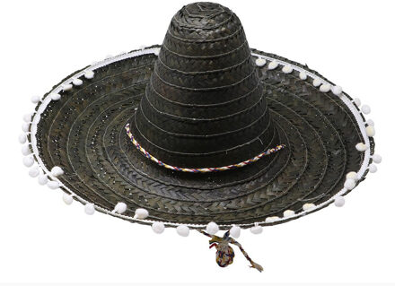 Sombrero/Mexicaanse hoed - zwart - dia 45 cm - Mexico thema verkleedkleding