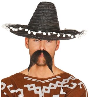 Sombrero/Mexicaanse hoed - zwart - dia 45 cm - Mexico thema verkleedkleding