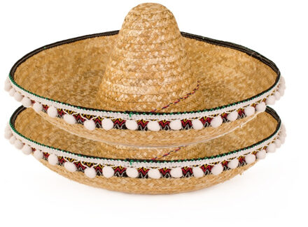 Sombrero verkleed hoed Cancun de luxe - 2x stuks - 55 cm - Mexicaanse thema hoeden