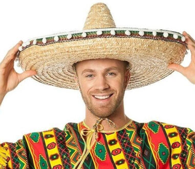 Sombrero verkleed hoed Cancun de luxe - 55 cm - Mexicaanse thema hoeden Multi