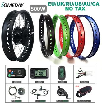 SOMEDAY 36V/48V 500W Snow Bike Electric Bicycle Conversion Kit 20 inch Wheel Rear Cassette Hub Motor for Fat Tire Bike