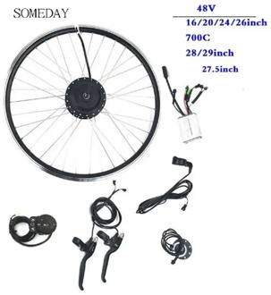 SOMEDAY 48V500W Electric Bicycle conversion kit 16 20 24 26 27.5 28 700C Ebike LED900S front wheel hub motor with spoke rim