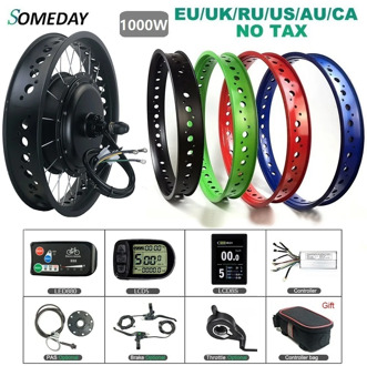 SOMEDAY Snow Ebike Conversion Kit with 48V 1000W 20" Fat Tire Rear Rotate BLDC Hub Motor Wheel for Fat Tire Bicycle