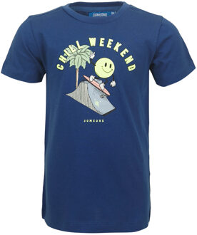 Someone Jongens t-shirt - Smiley-SB-02-B - Kobalt blauw - Maat 98