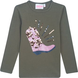 Someone winter t-shirt meisjes - khaki groen - longsleeve - Daphne - maat 104