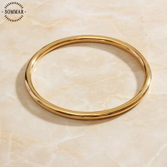 Sommar Zomer Stijl 18KGP Gold Filled Bangles Eenvoudige, No-Nonsense Cirkels Wedding Armband Bijoux Vrouwen