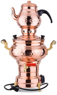 SONAYCOPPER English Electric Samovar, Handmade Thermostat 4 lt Capacity Copper Samovar