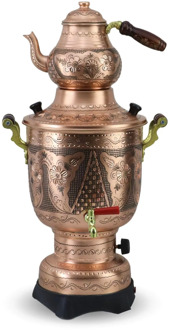 SONAYCOPPER English SamovarRose Flower, Handmade Thermostat 5 lt Capacity Copper Samovar