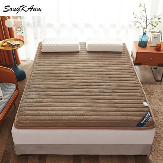 SongKAum high quality Corduroy Mattresses Thicken Keep warm Tatami Foldable Single double Mattress Help sleep King Queen size
