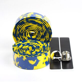 Songyi Road Bike Bar Tape Vibration Demping Anti-Vibratie Eva Pu Stuur Bar Tape Kleurrijke Wrap + 2 Bar Plug I185 GH-02 geel groen