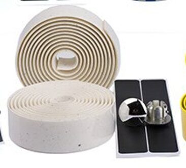 Songyi Road Bike Bar Tape Vibration Demping Anti-Vibratie Eva Pu Stuur Bar Tape Kleurrijke Wrap + 2 Bar Plug I185 GH-026 wit