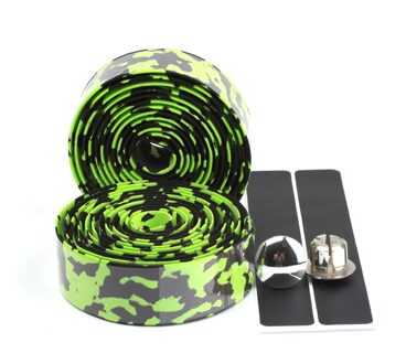 Songyi Road Bike Bar Tape Vibration Demping Anti-Vibratie Eva Pu Stuur Bar Tape Kleurrijke Wrap + 2 Bar Plug I185 GH-028 groen zwart