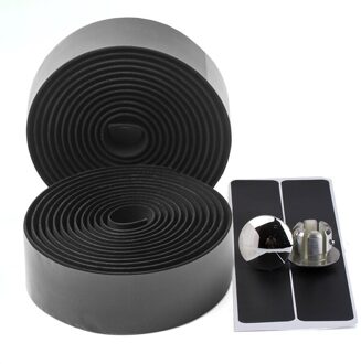 Songyi Road Bike Bar Tape Vibration Demping Anti-Vibratie Eva Pu Stuur Bar Tape Kleurrijke Wrap + 2 Bar Plug I185 GH-029 zwart