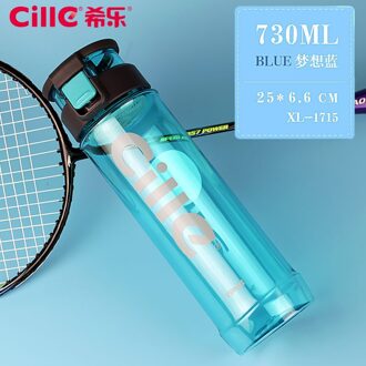 Songyi Student Bidon Fiets Accessoires Fiets Fles Transparante Ruimte Cup Draagbare Plastic Water Beker 730Ml I276 730ml blauw
