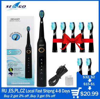 Sonic Electric Toothbrush SG-507 Adult Timer Teeth Whitening Brush 5Mode USB Rechargeable Tooth Brushes Replacement Heads Gift