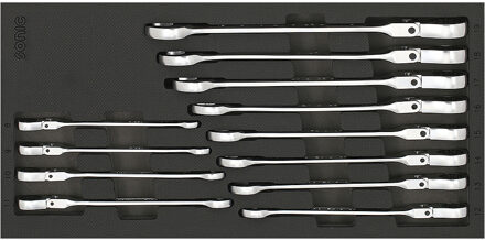 Sonic Ratelringsteeksleutelset Flexibel 12-kant 12-delig 601230