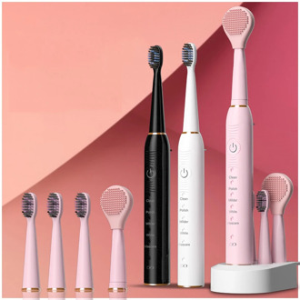 Sonic Rechargeable Electric Toothbrush with 3 Replacement Brush Heads 2 Minutes Timer & 5 Brushing Modes Waterproof brosse a den