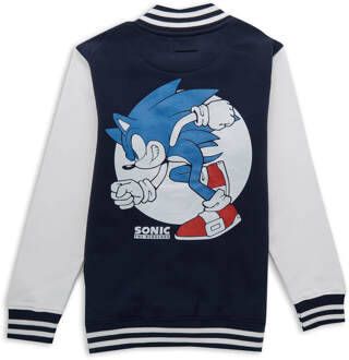 Sonic The Hedgehog Sonic Embroidered Varsity Jacket - Navy/White - XXL Zwart