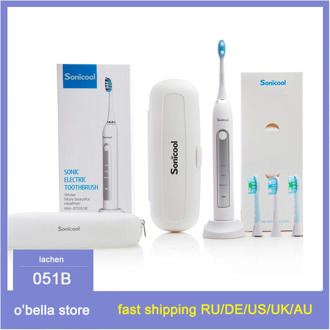 Sonicool 051B Electric Toothbrush USB Rechargeable Ultrasonic 48000 RPM Tooth Brushes With 4 Pcs DuPont Brush Heads