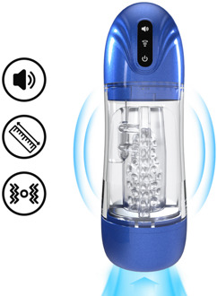 SonicPull - Zuig- en Trillingsmasturbator Pomp - Multimedia Verbeterd - Metallic Blauw