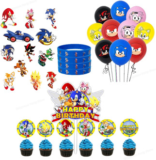 Sonics Latex Ballons Hedgehog Party Supplies Cake Plugin Flag Banners Anime Figure Tattoo Stickers Children Birthday Decoration