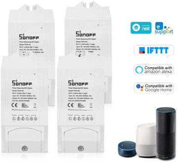 Sonoff Pow Itead Wifi Schakelaar Draadloze Voor Smart Home Voor Alexa Voice Control App Afstandsbediening Draadloze Afstandsbediening Schakelaar 4stk
