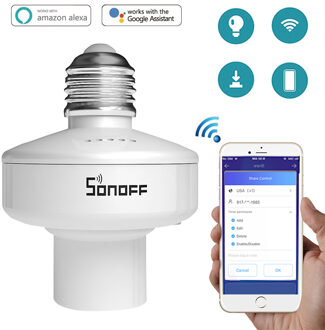 SONOFF Slampher R2 E27 Smart WiFi gloeilamp Houder Schakelaar 433MHz RF Draadloze Domotica Compatibel met Alexa Google thuis