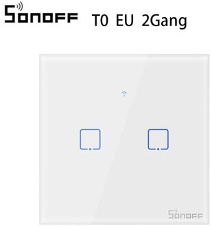 SONOFF T0 TX EU/UK/US 1/2/3 Gang Muur Lichtschakelaar Smart Wifi Panel draadloze Afstandsbediening Touch/Ewelink/Voice Control Google Thuis EU 2GANG