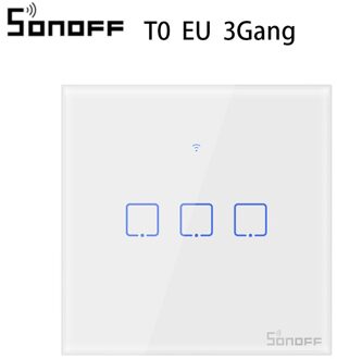 SONOFF T0 TX EU/UK/US 1/2/3 Gang Muur Lichtschakelaar Smart Wifi Panel draadloze Afstandsbediening Touch/Ewelink/Voice Control Google Thuis EU 3GANG