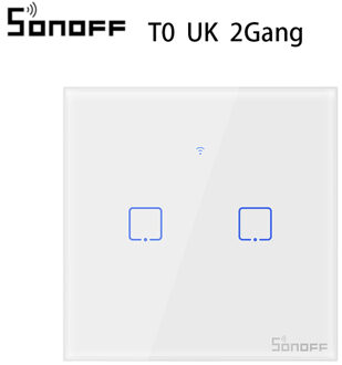 SONOFF T0 TX EU/UK/US 1/2/3 Gang Muur Lichtschakelaar Smart Wifi Panel draadloze Afstandsbediening Touch/Ewelink/Voice Control Google Thuis UK 2GANG