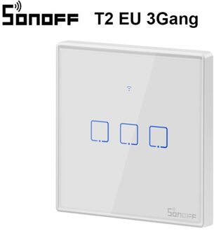 Sonoff T3 T2EU Tx Smart Wifi Muur Touch Schakelaar Met Grens Smart Home 1/2/3 Gang 433 Rf/voice/App/Touch Control Werk Met Alexa T2 EU 3Gang