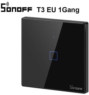 Sonoff T3 T2EU Tx Smart Wifi Muur Touch Schakelaar Met Grens Smart Home 1/2/3 Gang 433 Rf/voice/App/Touch Control Werk Met Alexa T3 EU 1Gang