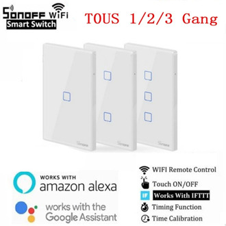 SONOFF TX T3 TO US WiFi Smart Switch 1/2/3 Gangs Smart Home Automation Wifi Wall Touch Smart Home Controller by Google