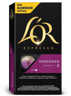 SONTUOSO L 'or, 10 compatible NESPRESSO aluminium capsules