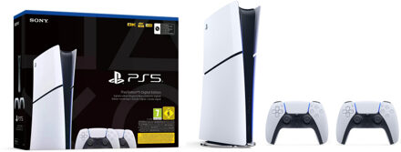 Sony PlayStation 5 Console Digital Edition (Slim) + Twee DualSense Draadloze Controllers (Bundel)