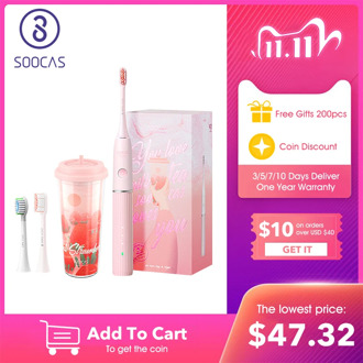 SOOCAS V2 Sonic Ultrasonic Electric Toothbrush Upgraded Fast Rechargeable IPX7 Waterproof Whitening Smart Automatic Tooth Brush