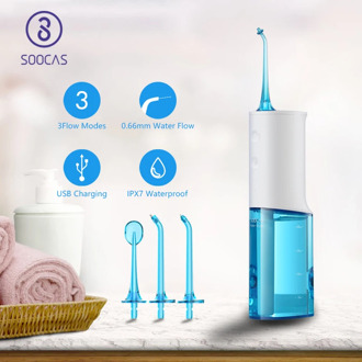 SOOCAS W3 Portable Dental Water Flosser Electric Oral Irrigator Rechargeable Waterproof Water Toothpick Cleaner 4 Cleaning Modes