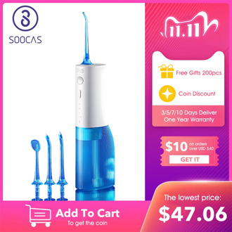 SOOCAS W3 Pro Water Flosser Teeth 4 Type Nozzle Cleaner Oral Irrigator Type-c Rechargeable Cleaner 7-modes Water Tank Removeable