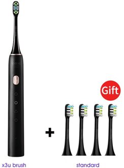 Soocas X3U Sonic Elektrische Tandenborstel Tandenborstel Elektrische Ultra Sonic Automatische Snelle Lading IPX7 Waterdichte Tand Schoon zwart add 4 heads