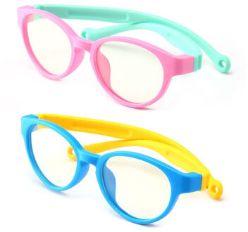 Soolala Anti Blauw Licht Siliconen Bril Kids Optische Frame Jongens Meisjes Computer Blauw Licht Blokkeren Anti Straling Brillen zwart met rood legs