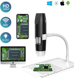 Soonhua Draagbare Draadloze Wifi Digitale Microscoop Usb 1080P Draagbare Microscoop Met 8 Led Verlichting 50X-1000X Verstelbare zwart