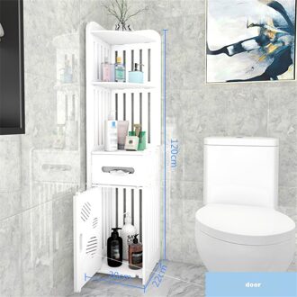 Soort Vloer Wc Vanity Side Kast Hout Lijm Boord Waterdicht Badkamer Opbergkast Multifunctionele Tissue Opbergrek out-opening door